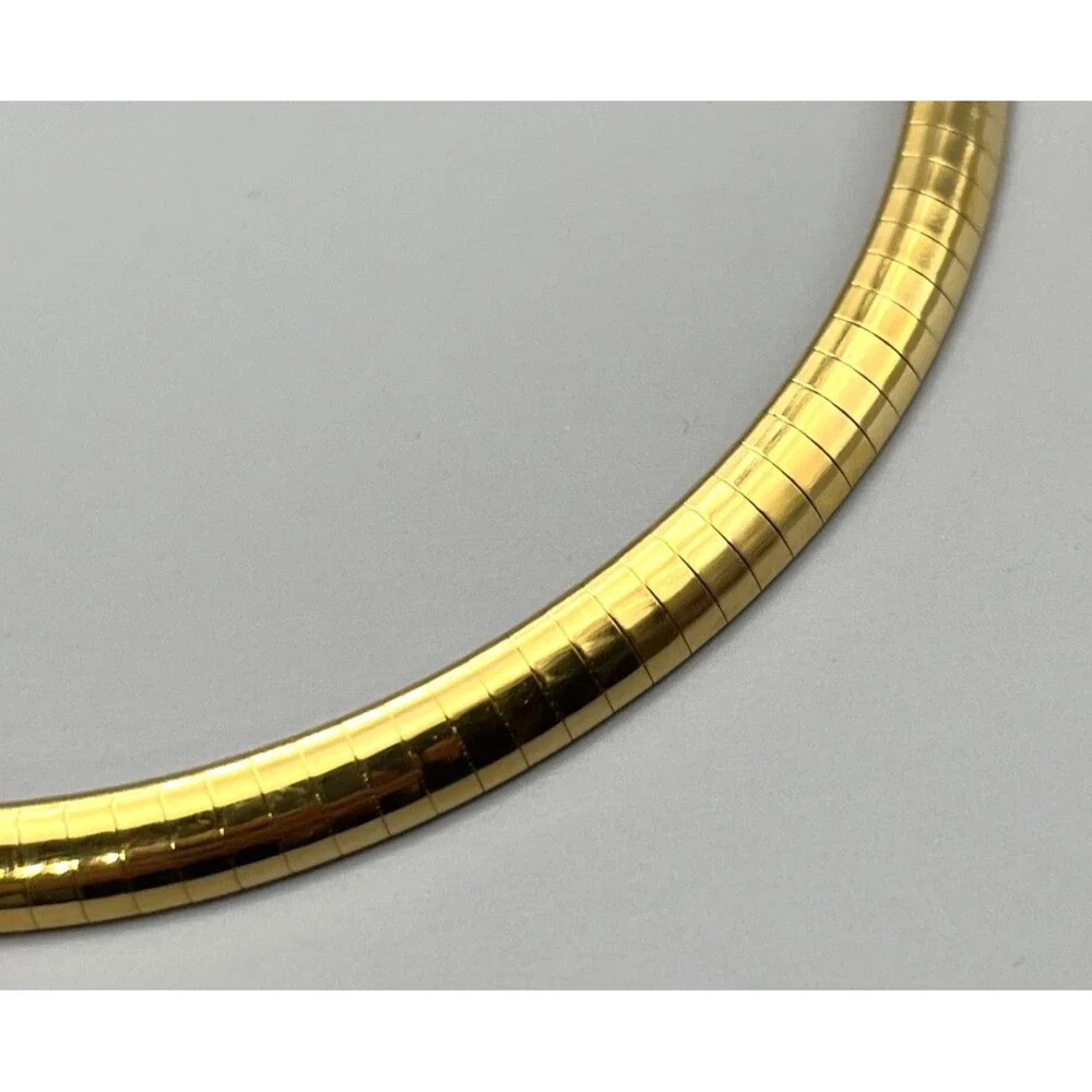 Vtg 1980s Gold Overlay Wide Articulated Omega Chain Collar Necklace